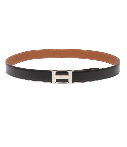 HERMES ベルト □M刻印 シルバー金具 Hバックル リバーシブル メンズ エルメス