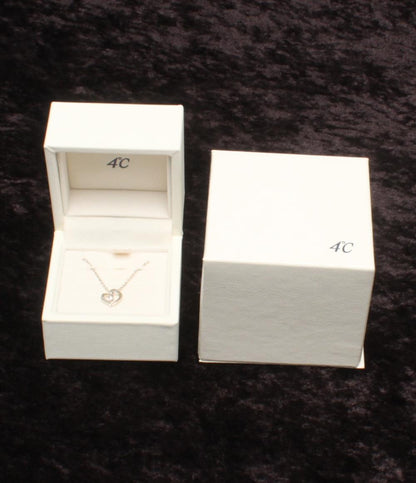 美品 4℃ ネックレス SV ダイヤ 1P ハートモチーフ レディース ヨンドシー