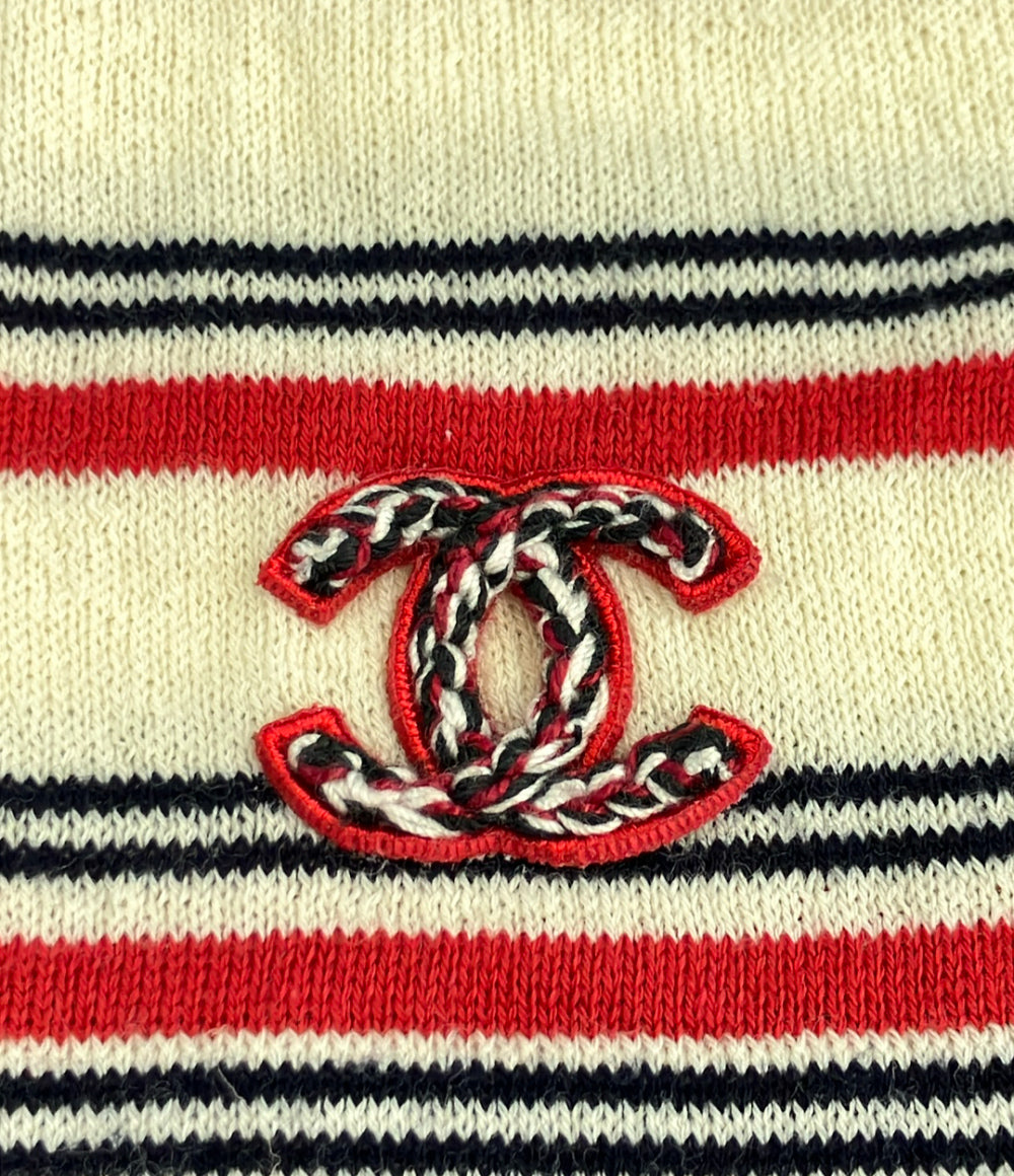 CHANEL 半袖 ボーダー ニットワンピース ココマーク P45686K05711 レディース SIZE 38 (M) シャネル