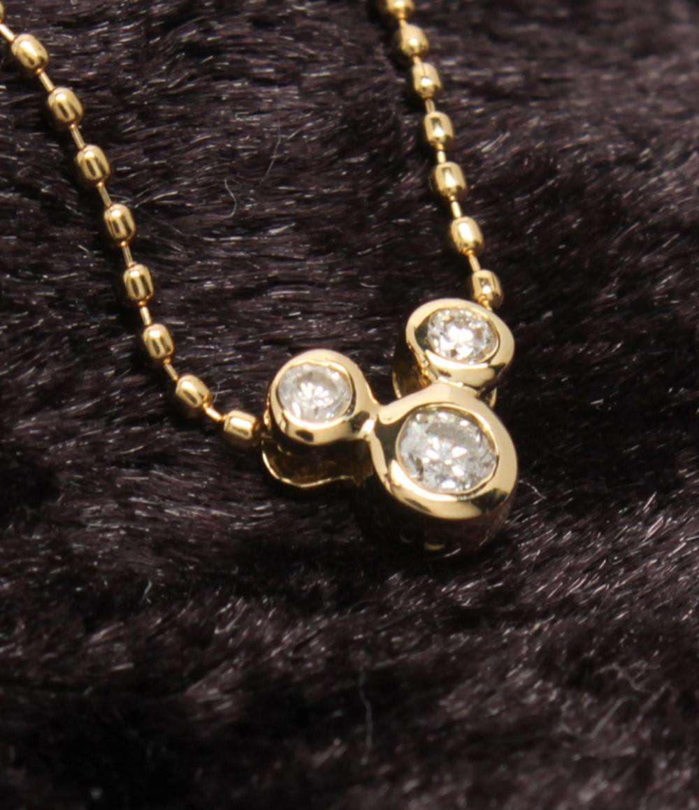 美品 Disney ネックレス K18 ダイヤ 0.08ct ミッキーマウスモチーフ レディース ディズニー