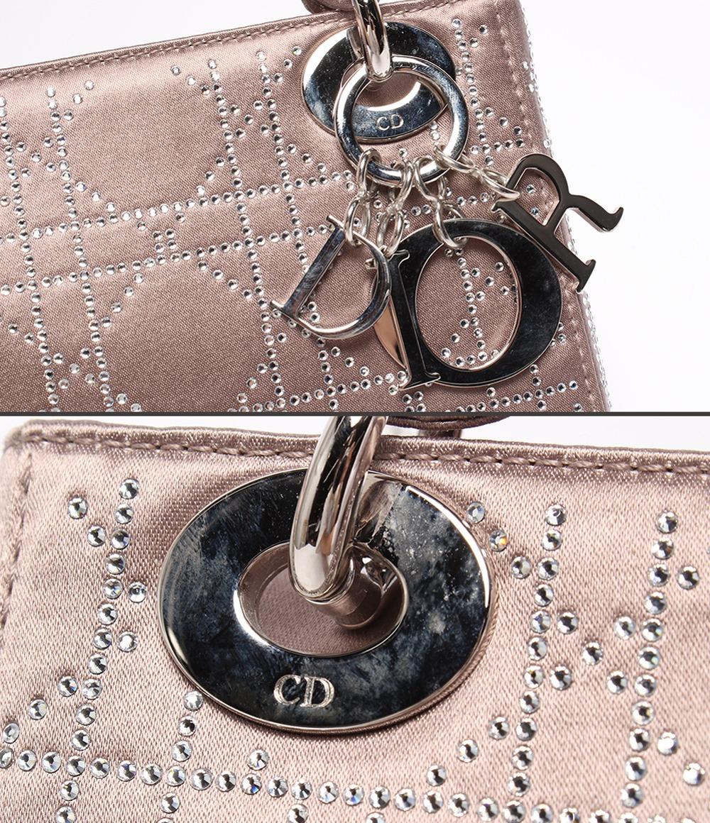 クリスチャンディオール ハンドバッグ ラインストーン サテン レディディオール Christian Dior