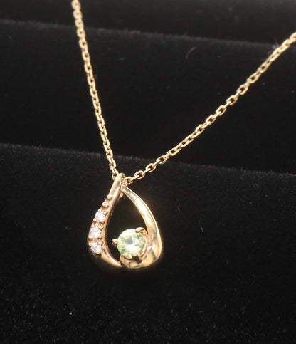 美品 VENDOME AOYAMA ネックレス K10 ペリドット ダイヤ レディース ヴァンドームアオヤマ