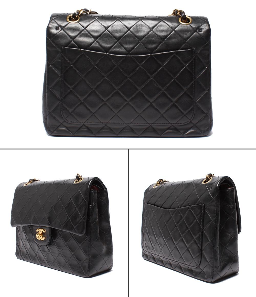 シャネル チェーンショルダーバッグ 肩掛け ゴールド金具 1番台 ダブルフラップ ダブルチェーン ラムスキン マトラッセ25 レディース CHANEL