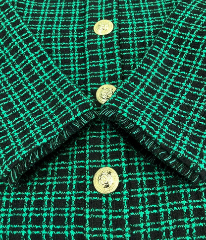 美品 REBECCA VALLANCE 長袖 チェックツイード ワンピース レディース SIZE 10 レベッカヴァランス