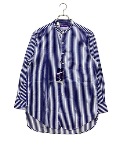 美品 RALPH LAUREN 長袖シャツ タグ付き ストライプ スタンドカラー パープルレーベル MNPLWOV16810097 メンズ SIZE 15.5 (M) ラルフローレン
