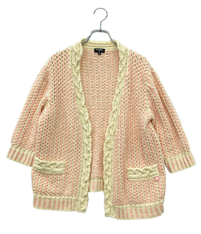美品 CHANEL 長袖カーディガン ケーブルニット P58549K07658 レディース SIZE 38 (M) シャネル