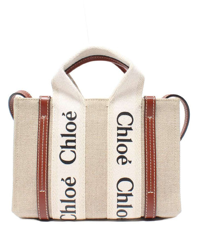 Chloe ミニトートバッグ ショルダーバッグ リネンキャンバス Woody ウッディ レディース クロエ