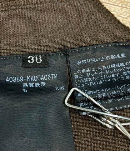 FOXEY 長袖ワンピース ウール ニット 袖リブ編み クルーネック ひざ丈 ダークブラウン Siena 40389-KA00A06TM レディース SIZE 38 (S) フォクシー