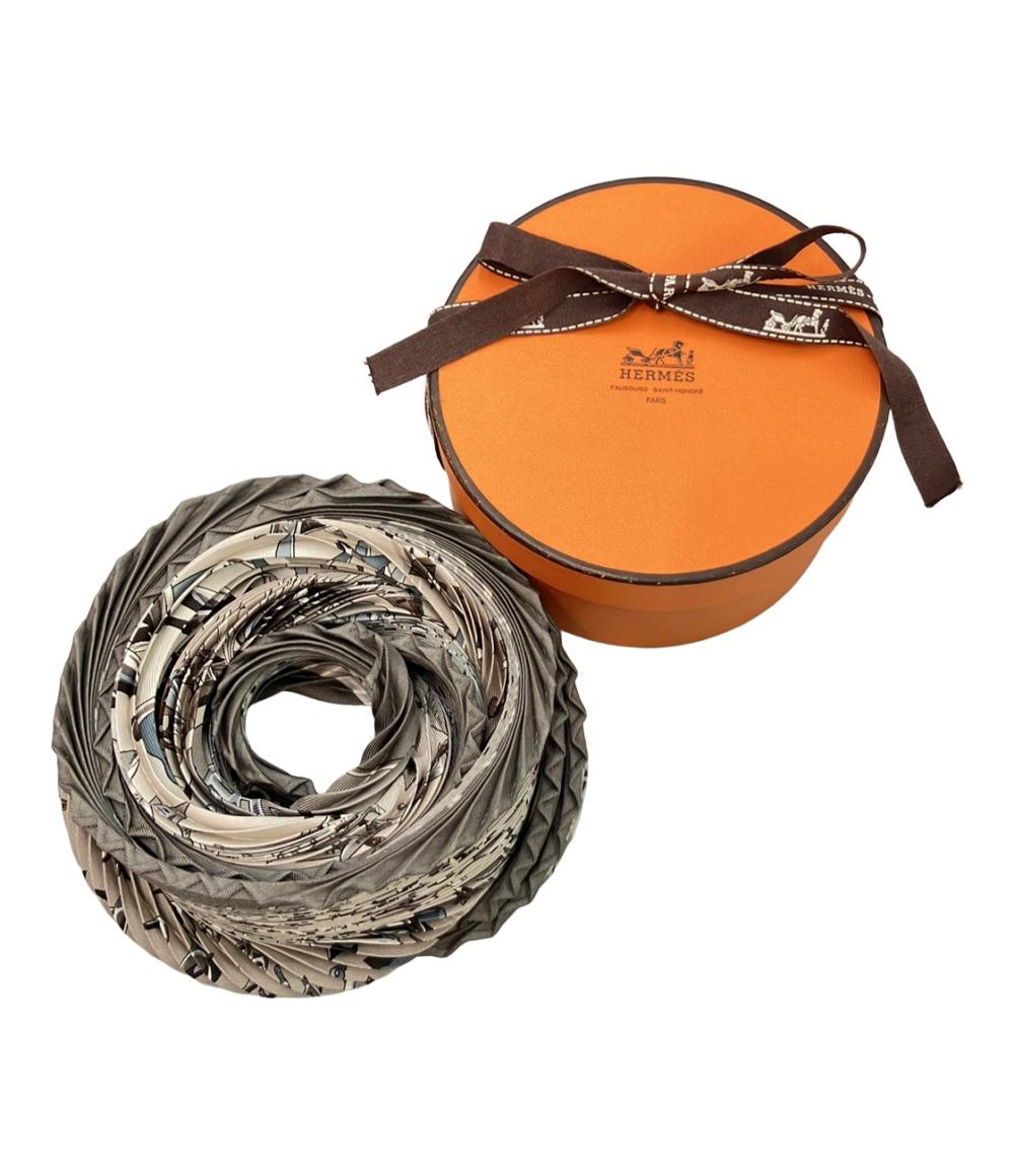 美品 HERMES スカーフ シルク100 プリーツカレ90 Libres comme lair レディース エルメス