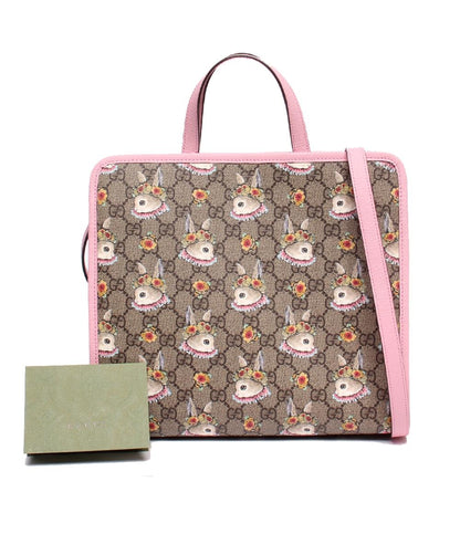 美品 GUCCI 2WAYハンドバッグ ショルダーバッグ 肩掛け チルドレンズ ヒグチユウコ GGスプリーム 630542 520981 レディース グッチ