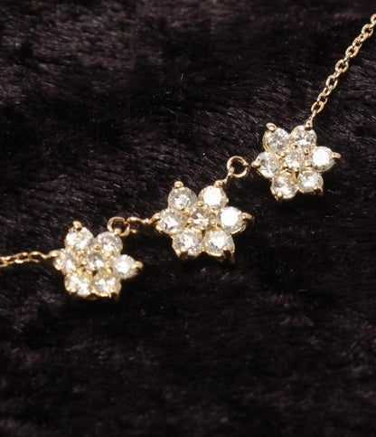 美品 ネックレス K18 ダイヤ フラワーモチーフ レディース
