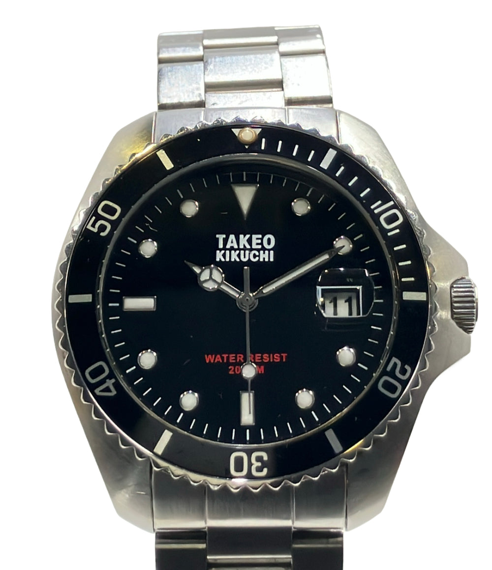 TAKEO KIKUCHI 腕時計 クオーツ ブラック TK-20C5 メンズ タケオキクチ