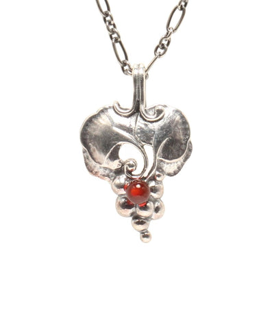 Georg Jensen ネックレス SV925 イヤーペンダント 1996 ガーネット グレープモチーフ レディース ジョージジェンセン
