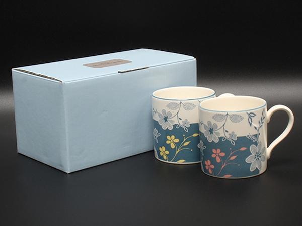 美品 WEDGWOOD マグカップ 2点セット ペア メドウフラワーズ イエロー ピンク ウエッジウッド