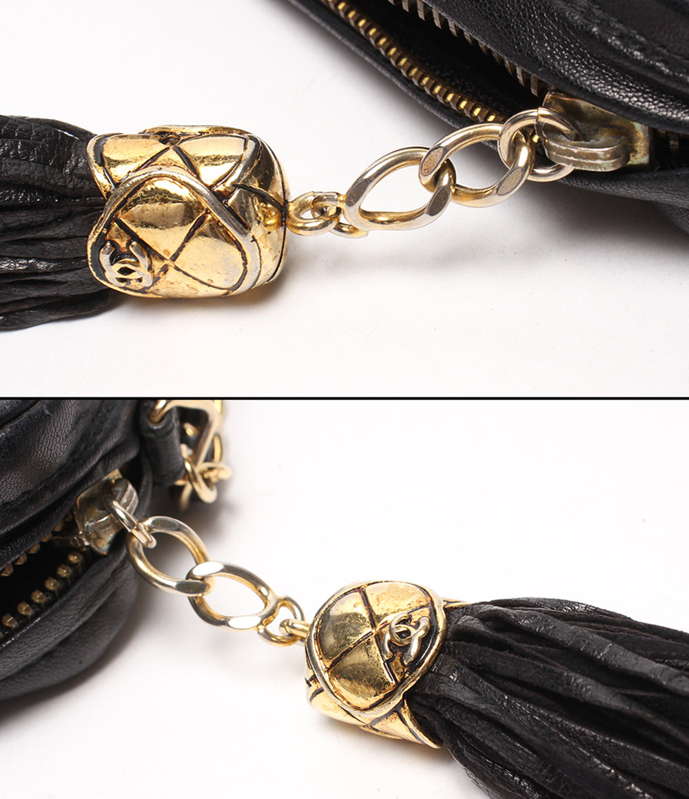 CHANEL チェーンショルダーバッグ ラムスキン ゴールド金具 1番台 マトラッセ レディース シャネル