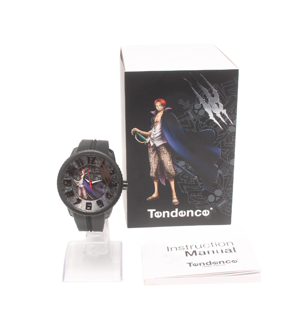 美品 Tendence 腕時計 シャンクスモデル カラーVer. 25本限定 ワンピース クオーツ ブラック系 TY430406S メンズ テンデンス