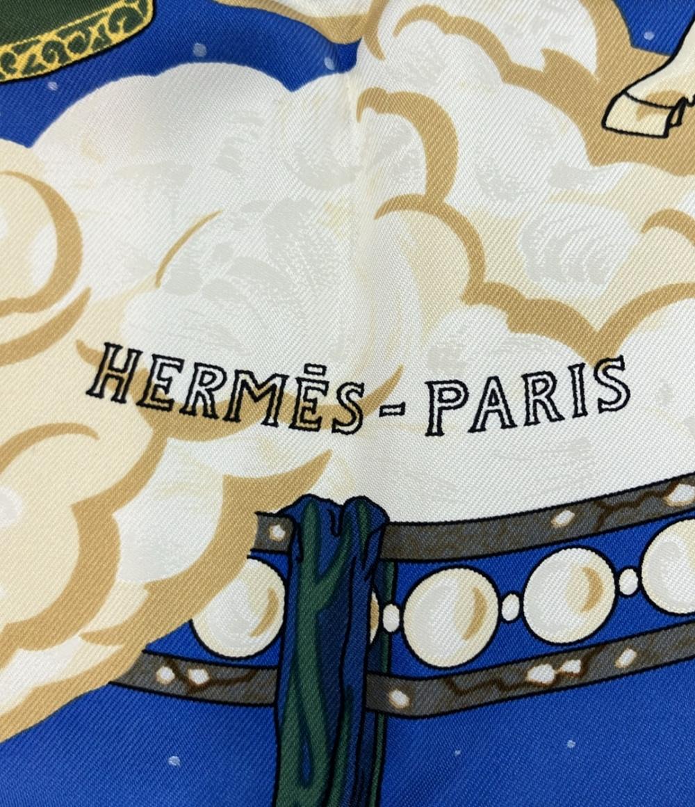 美品 HERMES スカーフ カレ90 シルク100% CAVALiERS DES NUAGES