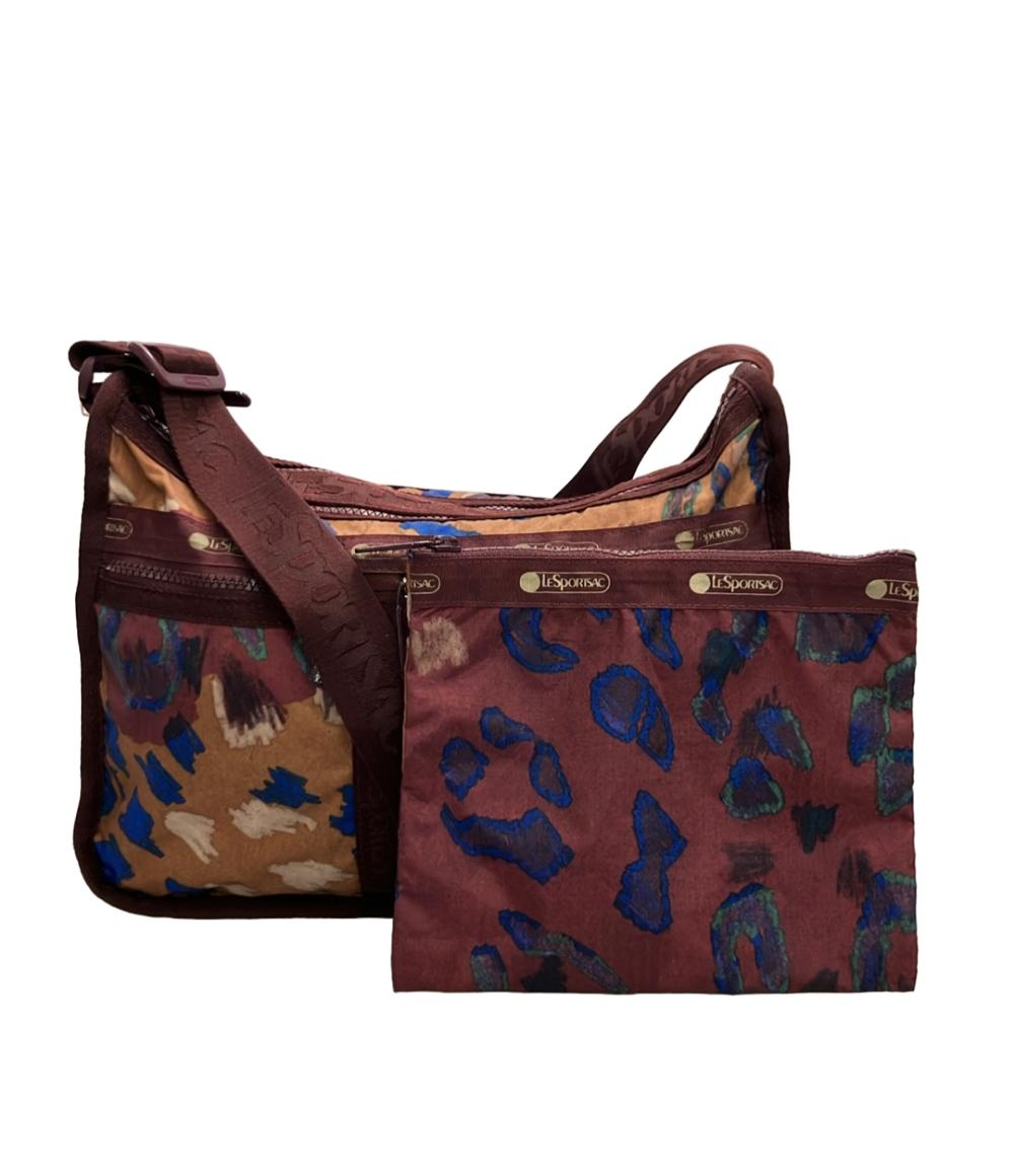 レスポートサック ナイロン ショルダーバッグ 肩掛け 斜め掛け ブラウン マルチカラー 中古 Aランク LeSportsac 女性用 レディース カジュアル 美品 LeSportsac ショルダーバッグ 斜め掛け レディース