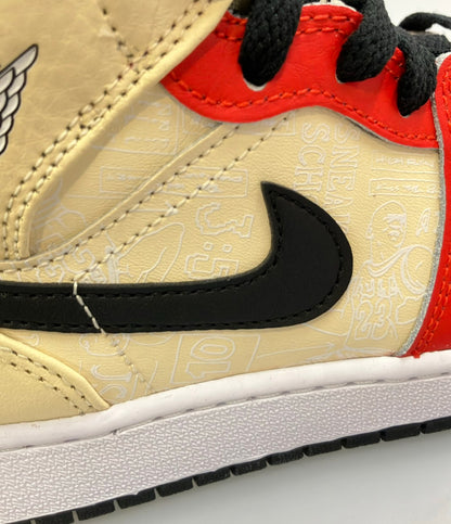 美品 NIKE ミドルカットスニーカー エアジョーダン1 ミッド SS GS DV7012-100 キッズ SIZE 22.5 (M) ナイキ