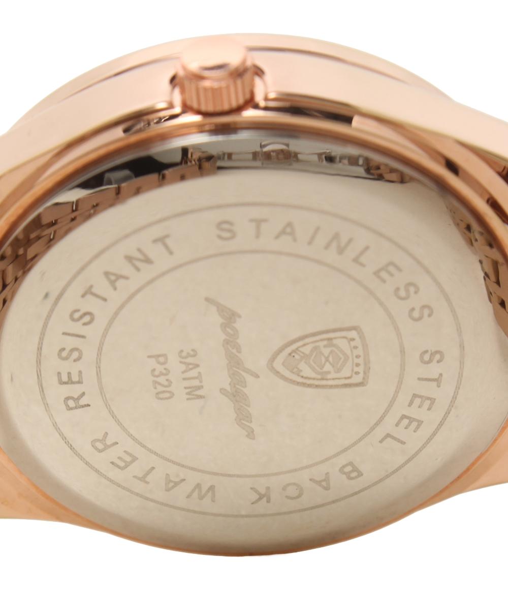 美品 POEDAGAR 腕時計 クオーツ ネイビー系 レディース ポエダガー