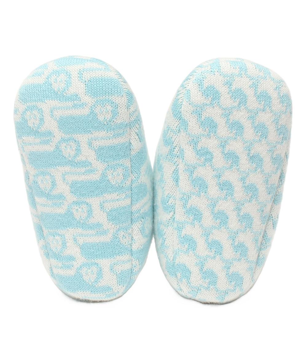 美品 HERMES ファーストシューズ ベビーシューズ アニマル柄 ブルー系 ベビー エルメス