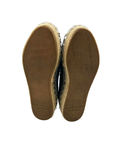 Miu Miu オープントゥサンダル デニム エスパドリーユ ビジュー レディース SIZE 36 1/2 ミュウ ミュウ