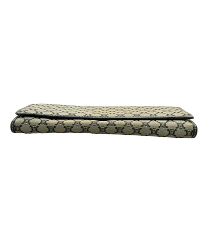 訳あり CELINE 二つ折り長財布 マカダム柄 キャンバスレザー レディース セリーヌ