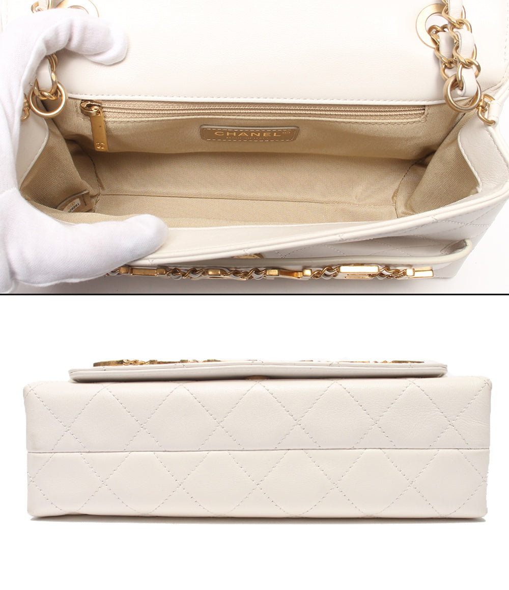 CHANEL チェーンショルダーバッグ 肩掛け 斜め掛け ゴールド金具 シングルフラップ ダブルチェーン マトラッセ レディース シャネル