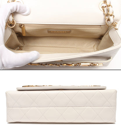 CHANEL チェーンショルダーバッグ 肩掛け 斜め掛け ゴールド金具 シングルフラップ ダブルチェーン マトラッセ レディース シャネル