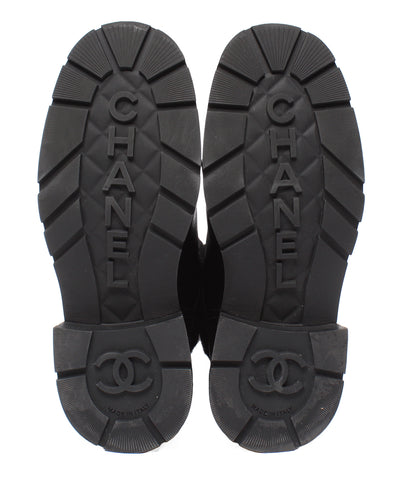 CHANEL ターンロック ココマーク レザー ニット ショートブーツ G45282 レディース SIZE 37 (24.5cm) シャネル