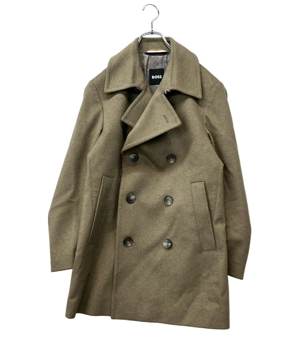 HUGO BOSS ピーコート カシミア混 スリムフィット ダブルブレスト ライトブラウン HYDE-PCOAT-254 メンズ SIZE 46 (M) ヒューゴボス