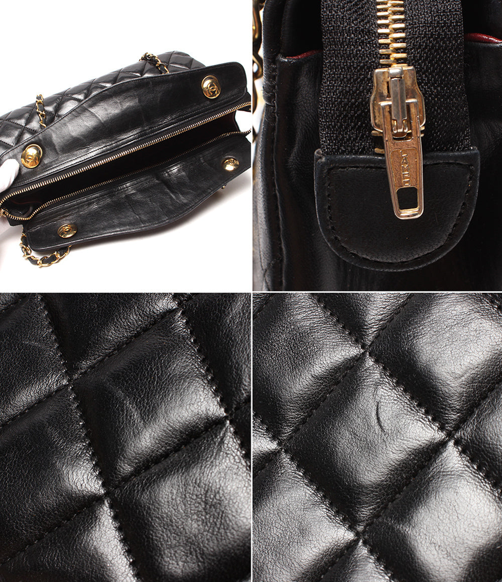 CHANEL チェーンショルダーバッグ 肩掛け ラムスキン 1番台 マトラッセ レディース シャネル