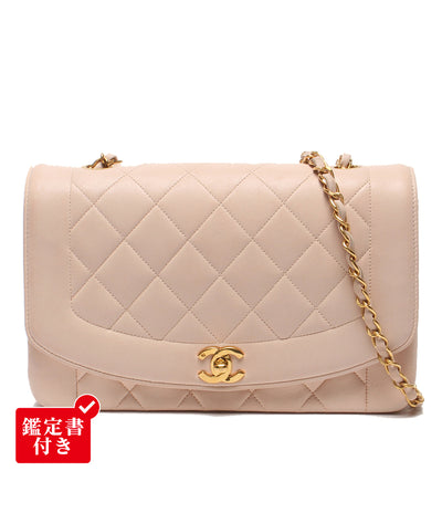 CHANEL チェーンショルダーバッグ 肩掛け ゴールド金具 ダイアナ25 マトラッセ シングルフラップ シングルチェーン ラムスキン ココマーク 2番台