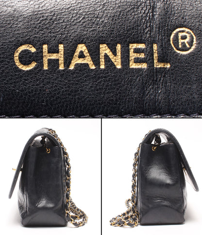 CHANEL チェーンショルダーバッグ 肩掛け 斜め掛け ゴールド金具 マトラッセ シングルチェーン シングルフラップ ラムスキン レディース シャネル