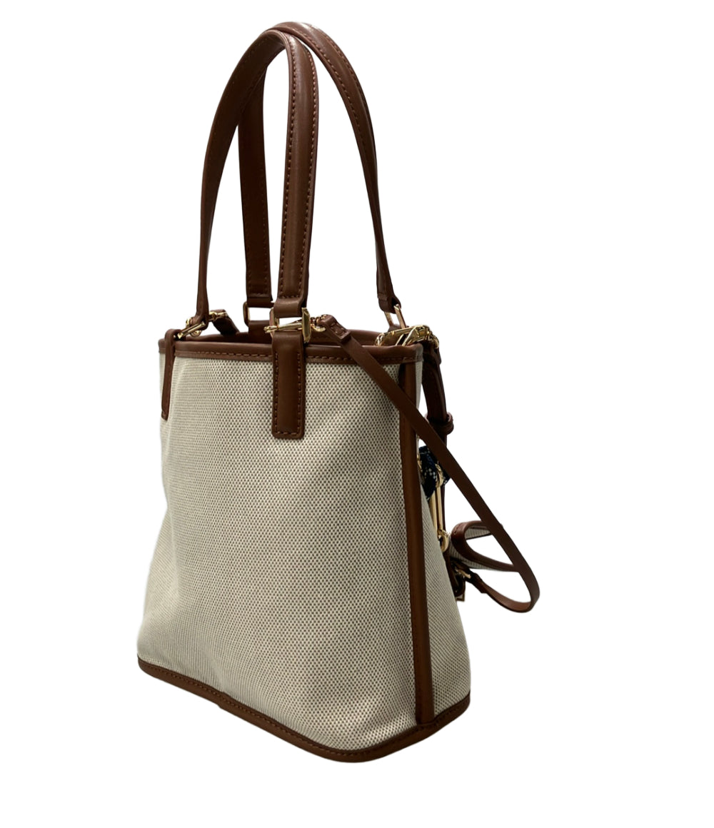 美品 CHARLES&KEITH トートバッグ ショルダーバッグ 2WAY 斜め掛け キャンバス レザー レディース チャールズ＆キース