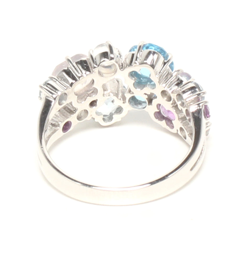美品 リング 指輪 K14 ブルートパーズ アメジスト 3.14ct レディース SIZE 11号