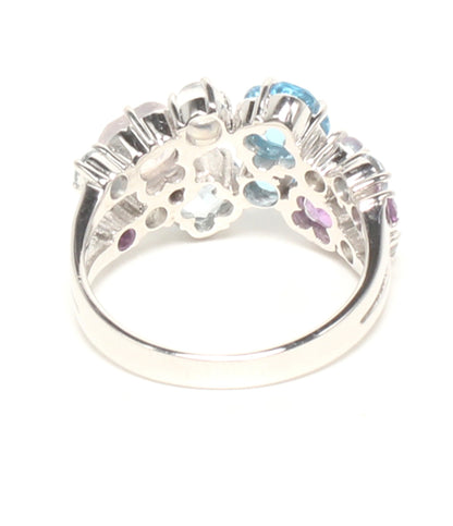 美品 リング 指輪 K14 ブルートパーズ アメジスト 3.14ct レディース SIZE 11号