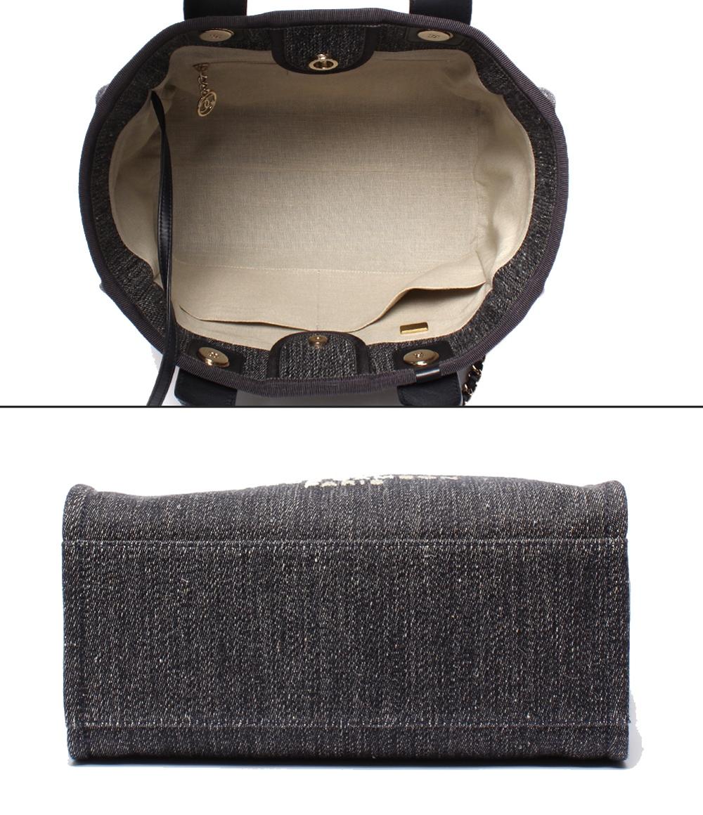 美品 CHANEL チェーンショルダーバッグ ハンドバッグ デニム ゴールド金具 ドーヴィルMM レディース シャネル