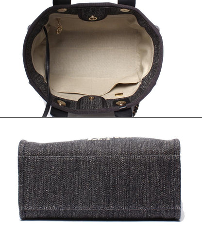 美品 CHANEL チェーンショルダーバッグ ハンドバッグ デニム ゴールド金具 ドーヴィルMM レディース シャネル