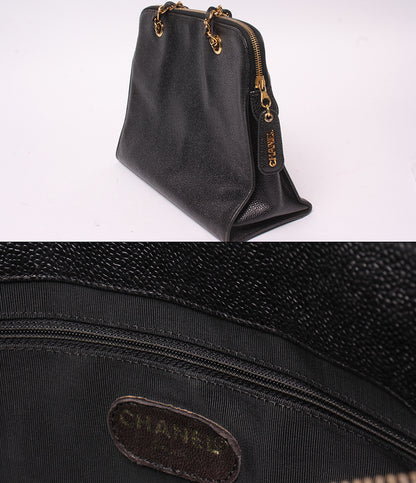 CHANEL チェーンショルダーバッグ 肩掛け ゴールド金具 5番台 キャビアスキン レディース シャネル
