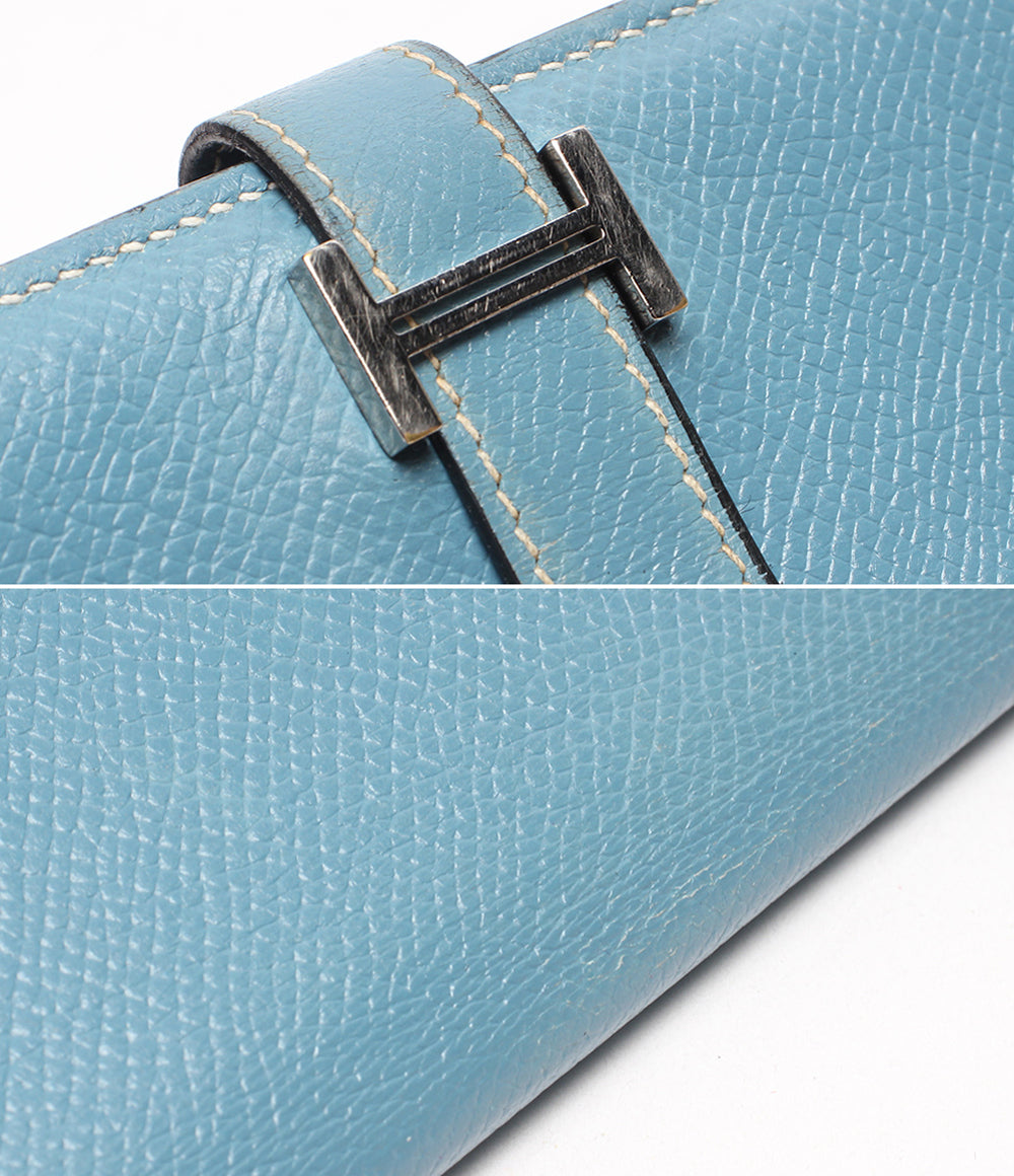 HERMES 長財布 □K刻印 シルバー金具 ヴォーエプソン ベアンスフレ レディース メンズ エルメス