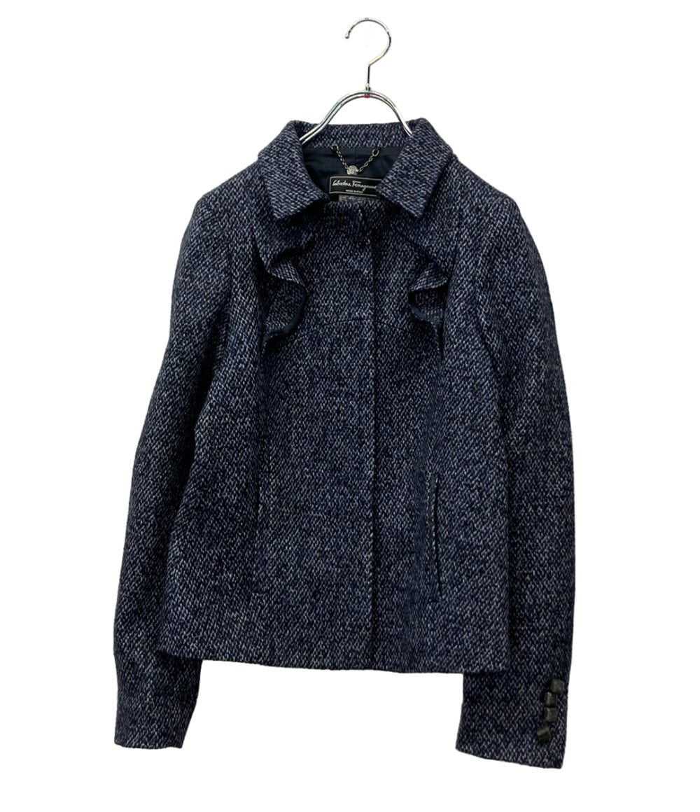 Salvatore Ferragamo ジャケット ツイード コサージュ付き レディース SIZE 42 (M) サルヴァトーレフェラガモ