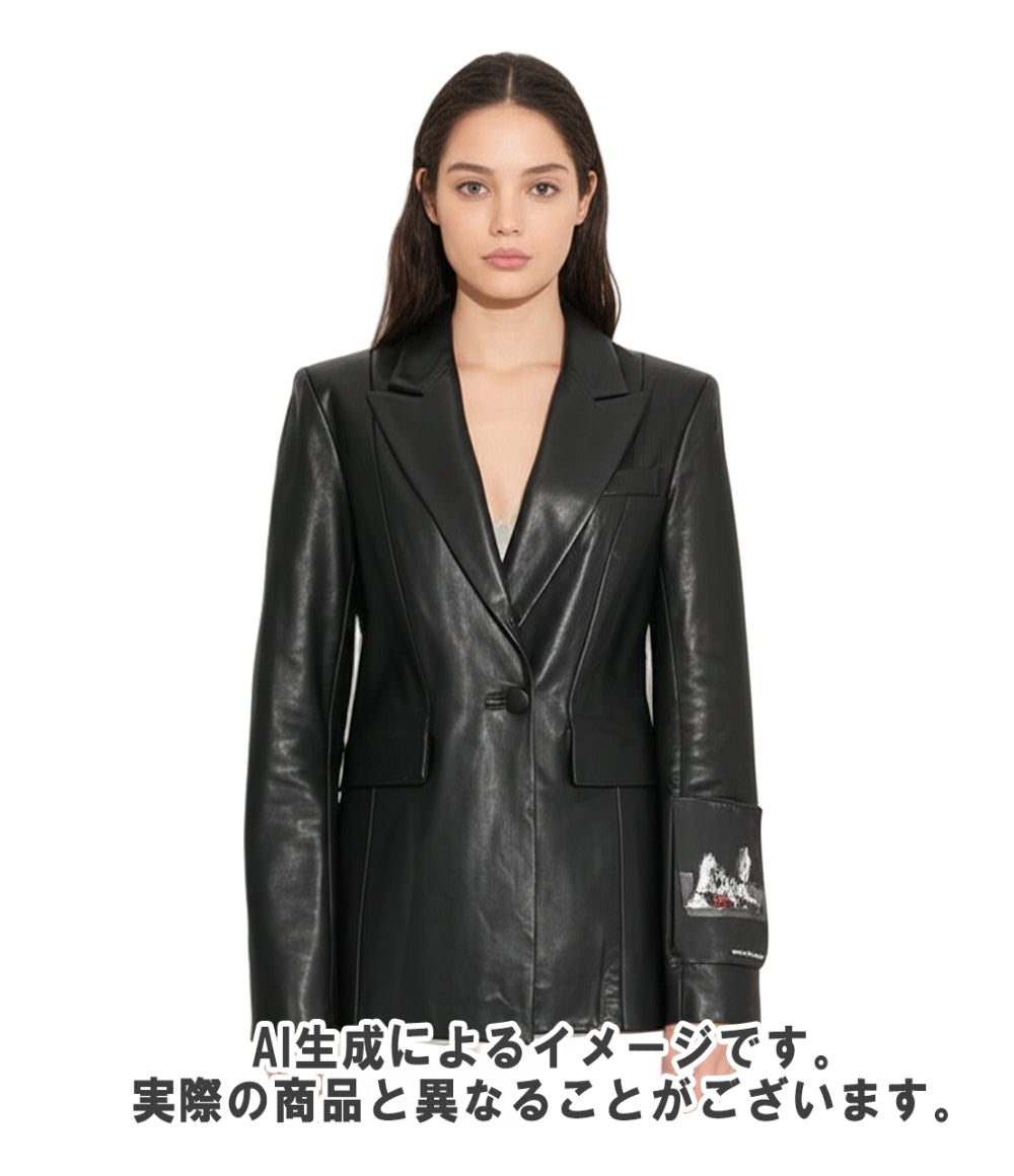 オフホワイト レザージャケット ペインティング パッチ ブレザー OWJA023F19986050 レディース SIZE 40 (M) OFF-WHITE