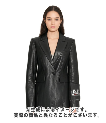 オフホワイト レザージャケット ペインティング パッチ ブレザー OWJA023F19986050 レディース SIZE 40 (M) OFF-WHITE