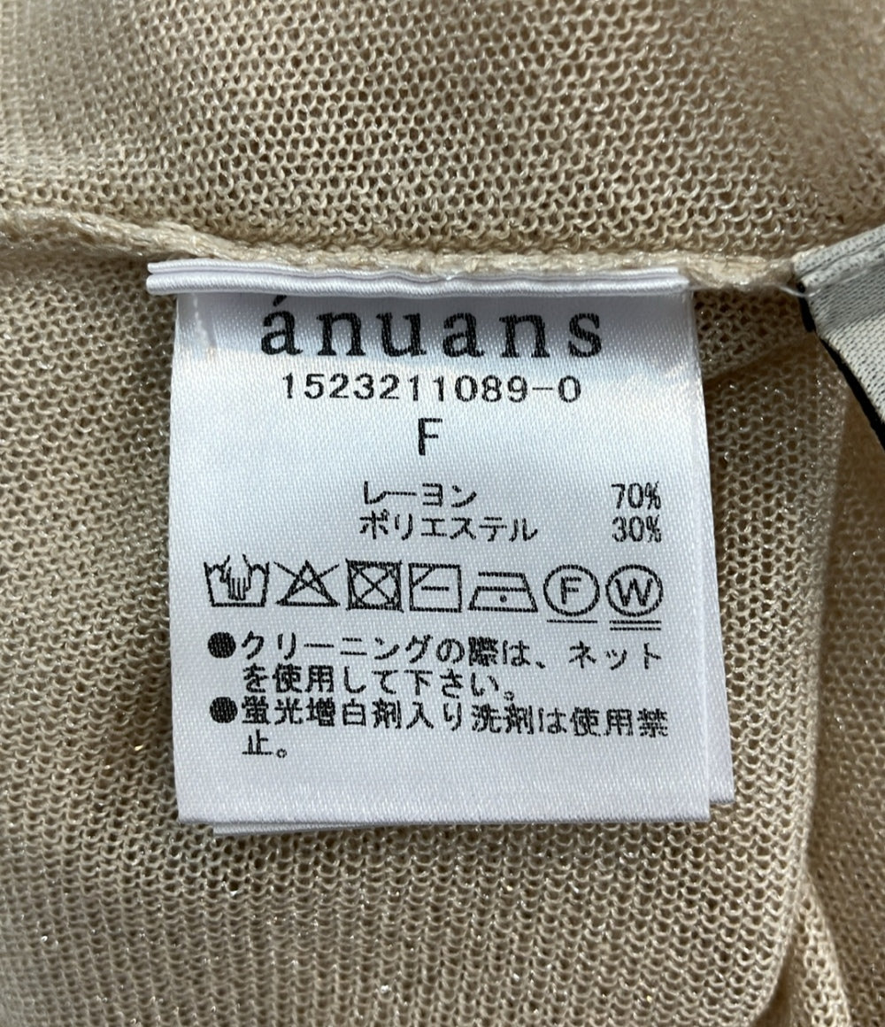 美品 アニュアンス 半袖ブラウス シアーニットボウタイトップス 1523211089-0 レディース SIZE F (M) anuans