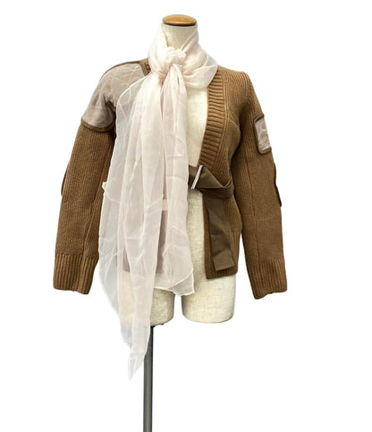 Sacai 長袖カーディガン エルボーパッチ チュール付き 16-02854 レディース SIZE S サカイ