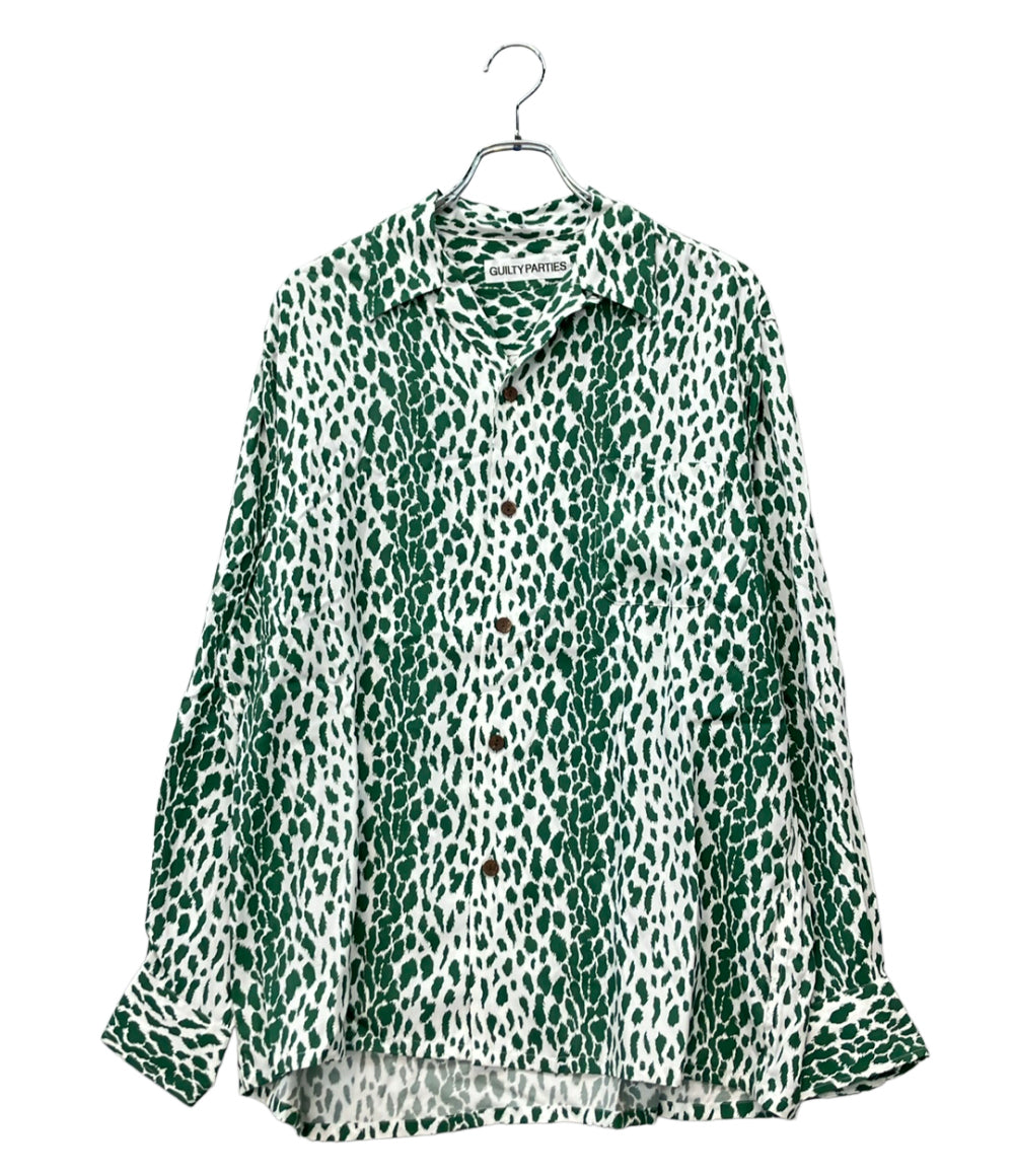 美品 WACKO MARIA 長袖 レオパード オープンカラー シャツ メンズ SIZE M ワコマリア