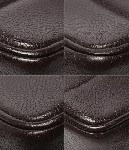 CHANEL チェーンショルダーバッグ 肩掛け ゴールド金具 キャビアスキン ターンロック ダブルチェーン シングルフラップ マドモアゼル レディース