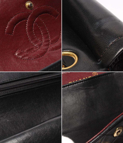CHANEL チェーンショルダーバッグ ダブルフラップ Wチェーン ゴールド金具 カーフスキン マトラッセ 23 レディース シャネル