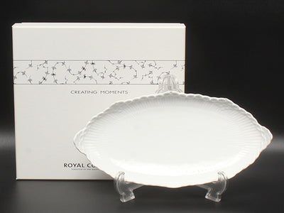 美品 Royal Copenhagen ピックルディッシュ オーバル 皿 25cm ホワイトフルーテッド ハーフレース ロイヤルコペンハーゲン